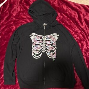 Torrid Black Skeleton Floral Hoodie
